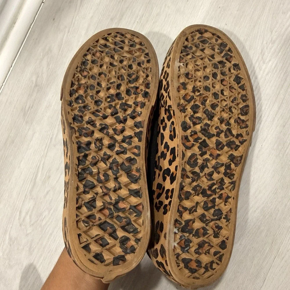 Vans Old Skool Platform Womens 7 Black Brown Leopard Cheetah Sneakers 721356